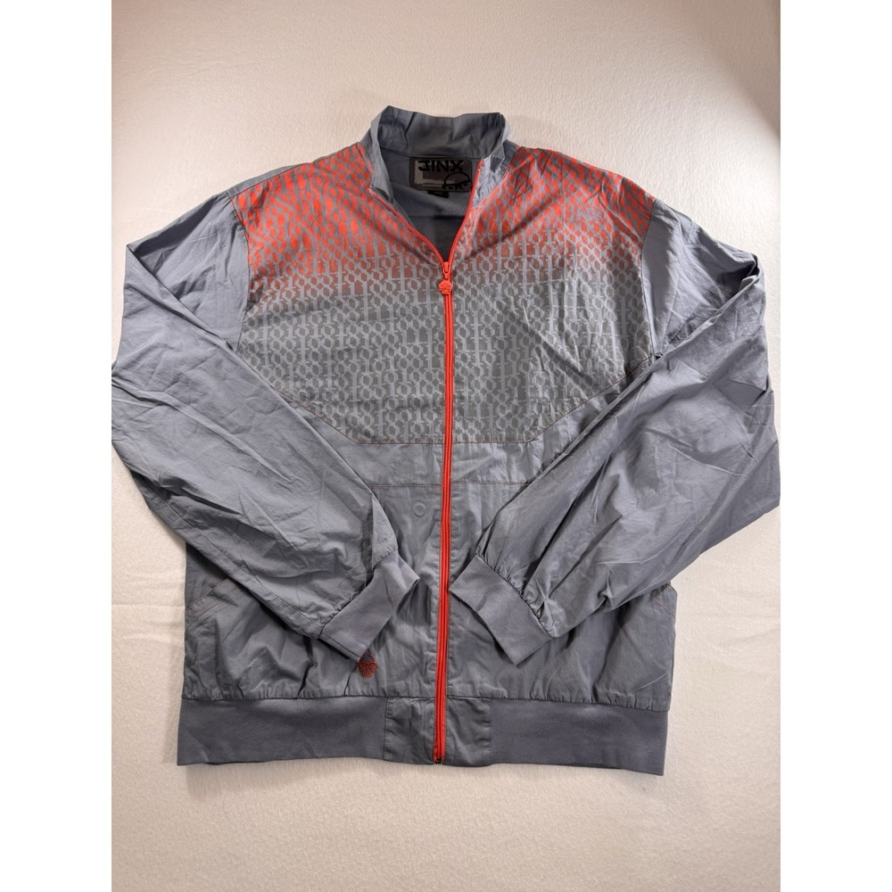 JINX Windbreaker Jacket Size 3XL Gray Ombre Full Zip Skull Embroidered J!NX EUC